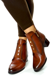 Damskie brązowe botki na obcasie 12667 potocki