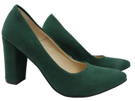 Damskie butelkowa zieleń półbuty słupek