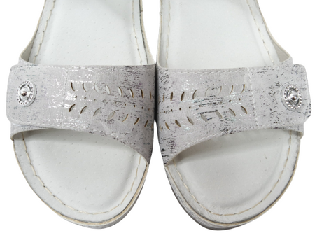 DAMSKIE SREBRNE SANDAŁY WYGODNE NA KOTURNIE