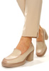 Damskie beżowe półbuty wysoki słupek Potocki
