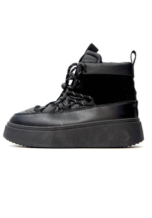 Damskie czarne śniegowce na platformie Potocki