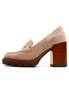 Damskie beżowe półbuty czółenka na szerokim wysokim słupkuPotocki