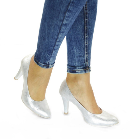 Damskie srebrne czółenka