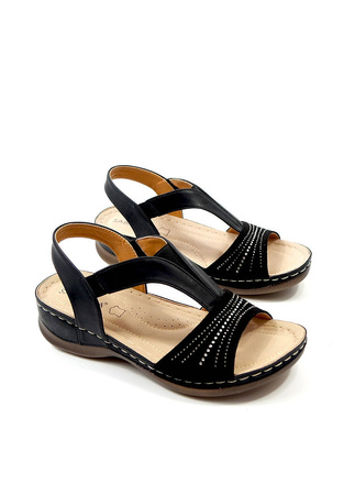 Damskie czarne sandały z gumkami