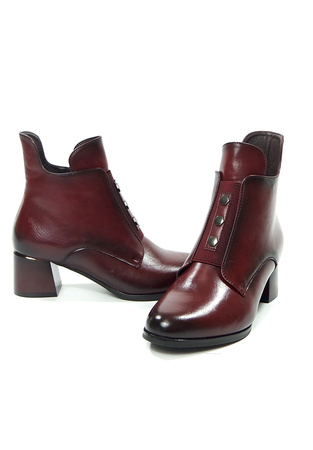 Damskie bordowe botki na obcasie 12667 potocki