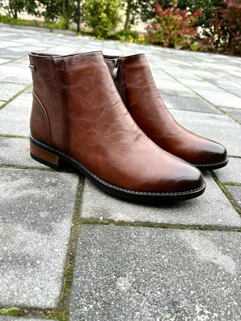 Damskie brązowe niskie botki na zamek 202 Sabatina