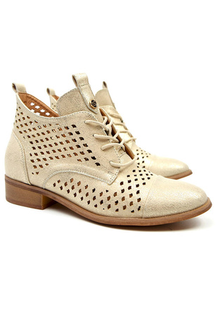 Damskie złote ażurowe krótkie botki Potocki