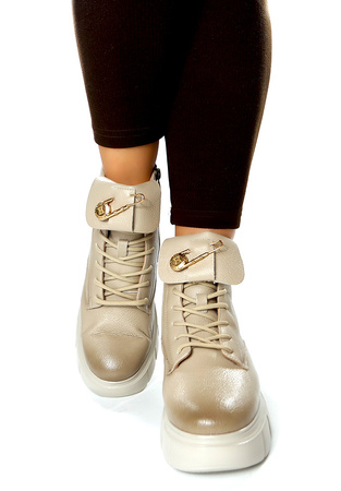 Damskie beżowe botki 19333 Potocki