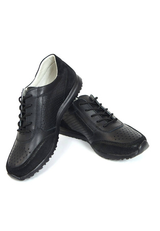 Damskie czarne skórzane obuwie sportowe