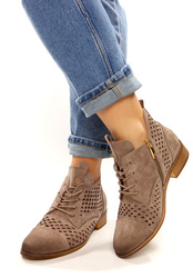 Damskie khaki ażurowe botki wiosenne Potocki