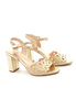 Damskie złote sandały na słupku