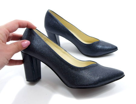 Damskie grafitowe półbuty słupek