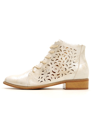 Damskie złote ażurowe botki wiosenne Potocki