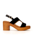 Damskie czarne sandały na słupku i platformie Potocki 
