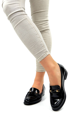 Damskie czarne lakierowane baleriny Potocki