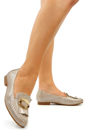 Damskie złote ażurowe baleriny Potocki
