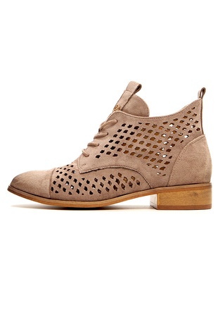 Damskie khaki ażurowe botki wiosenne Potocki