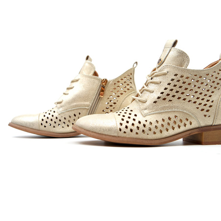 Damskie złote ażurowe krótkie botki Potocki