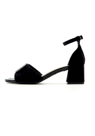 Damskie czarne zamszowe sandały na klocku