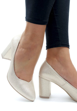 Damskie złote półbuty słupek