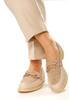 Damskie jasnobeżowe półbuty mokasyny niski klocek 