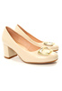 Damskie beżowe półbuty czółenka na słupku Potocki