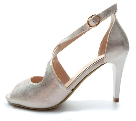 DAMSKIE ZŁOTE SANDAŁY 9 CM