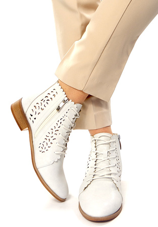 Damskie srebrne ażurowe botki wiosenne Potocki