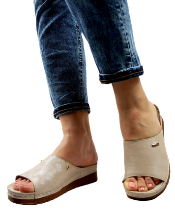 DAMSKIE NISKIE BEŻOWE KLAPKI