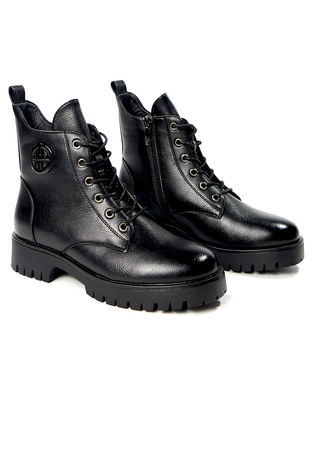 Damskie czarne botki trapery Potocki