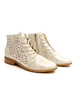 Damskie złote ażurowe botki wiosenne Potocki
