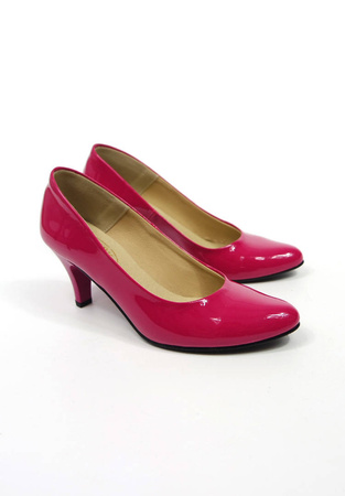 Damskie fuksja lakierowane czółenka 6 cm
