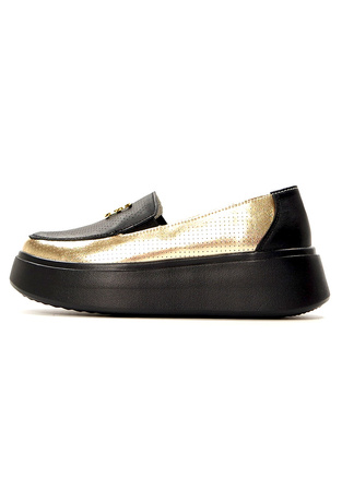 Damskie białe lekkie szersze skórzane półbuty na platformie