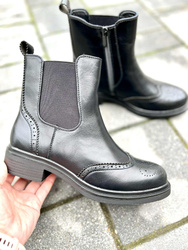 Damskie czarne botki sztyblety zapinane na zamek B03 Sabatina