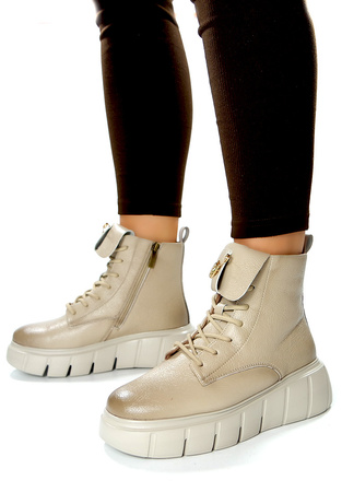 Damskie beżowe botki 19333 Potocki