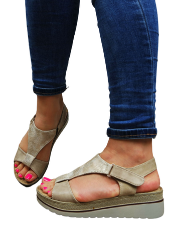 DAMSKIE BEŻOWE SANDAŁY WYGODNE NA KOTURNIE