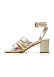 Damskie złote sandały z paskami