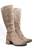 Damskie beżowe khaki botki kozaki zamszowe ażur ocieplane  Potocki