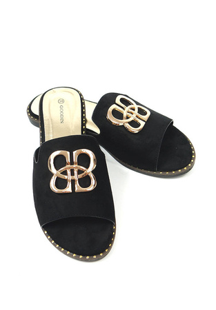 DAMSKIE CZARNE PŁASKIE KLAPKI