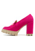 Damskie fuksja półbuty wysoki słupek