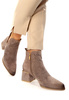 Damskie beżowe khaki ażurowe botki kowbojki na obcasie Potocki