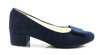 Damskie granatowe półbuty na klocku