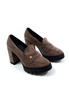 Damskie brązowe półbuty wysoki słupek