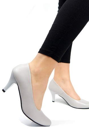 Damskie szare czółenka 6 cm