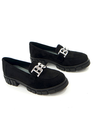 Damskie czarne półbuty klocek