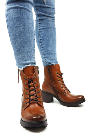 Damskie brązowe botki wyższe Potocki