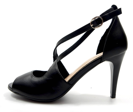 DAMSKIE CZARNE SANDAŁY 9 CM