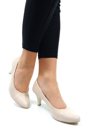 Damskie ecru czółenka 6 cm